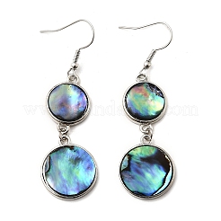 Серьги-подвески из натуральной латунной раковины морского ушка EJEW-F388-01F-P