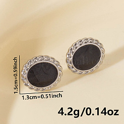 ミニマルなオーバルステンレススチールスタッドピアス  銀  15x13mm&nbsp;XI8505-1