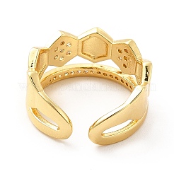 Открытое кольцо-манжета с шестигранной головкой из прозрачного кубического циркония&nbsp;KK-H439-27G