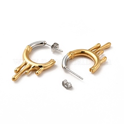 Двухцветные серьги-гвоздики из нержавеющей стали 304 с эффектом плавления и капания&nbsp;EJEW-F289-02GP