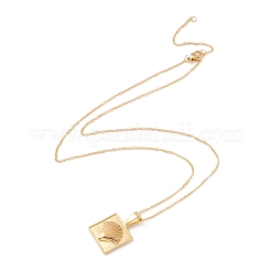 Ионное покрытие (ip) квадратное ожерелье из нержавеющей стали 304 с ракушкой для женщин&nbsp;NJEW-F292-06G