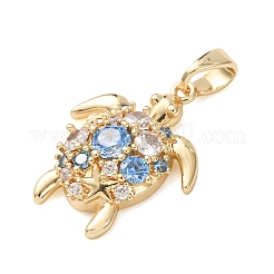 Pendentifs en laiton micro pavé de zircons cubiques bleu ciel&nbsp;KK-C264-10A-G