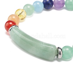 Bracelet stretch perlé rectangle d'aventurine verte naturelle et pierres mélangées&nbsp;BJEW-JB08981-01