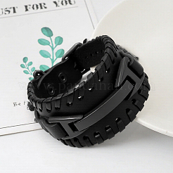 1 Stück Kunstleder-Kordelarmbänder für Männer mit Legierungsschnalle&nbsp;AJEW-GF0011-49B