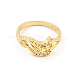 Открытые манжеты из латуни с микро паве с прозрачным фианитом RJEW-G309-32G