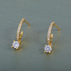 Элегантные серьги-гвоздики из латуни с прозрачными кубическими цирконами IV7044