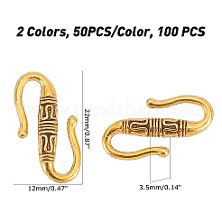 100 шт. 2-х цветные застежки-крючки из сплава в тибетском стиле&nbsp;TIBE-PH0001-40