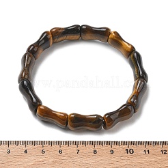 Stretch-Armbänder aus Bambus mit natürlichen Tigeraugenperlen für Damen und Herren&nbsp;BJEW-K304-01K