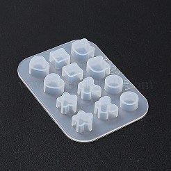 DIYイヤリングシリコンモールド  蝶、ハート、四角、星、フラットラウンド、猫の形  ホワイト  41x61x5.5mm  内径：6~8x6.5~8.5mm&nbsp;DIY-TAC0021-43A