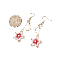 Серьги-подвески из нержавеющей стали 304 со стеклянными подвесками EJEW-MZ00375-03