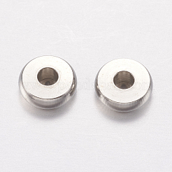 変色しにくい304ステンレススチールビーズ  フラットラウンド  ステンレス鋼色  6x2mm  穴：2mm&nbsp;STAS-F195-031P-A