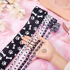 5 рулон 5-х видов полиэстеровой репсовой ленты с принтом лап OCOR-TA0002-74