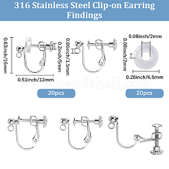20 pièce de boucles d'oreilles à clip en acier inoxydable 316&nbsp;STAS-BBC0009-83P