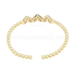 Bracelet jonc ouvert triple coeur zircone cubique&nbsp;BJEW-G651-09G