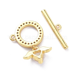 Messing Micro Pave klare Zirkonia Knebelverschlüsse&nbsp;ZIRC-P085-09G