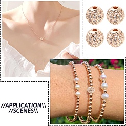 10 шт. круглые латунные бусины из микрофибры с кубическим цирконием ZIRC-YW0001-26B