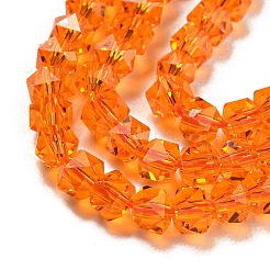 電気メッキガラスビーズセット  パール光沢メッキ  多面カット  スター  ダークオレンジ  3x4x4mm  穴：1mm  約98個/連  12.60''（32センチメートル）&nbsp;GLAA-Q105-02P