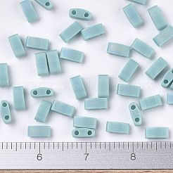 MIYUKIハーフティラビーズ  日本製シードビーズ  2の穴  （htl412fr）マットな不透明なターコイズグリーンab  5x2.3x1.9mm  穴：0.8mm  約2500個/100g&nbsp;SEED-J020-HTL412FR