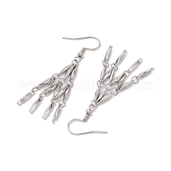 変色しない304ステンレススチールリンクバーダングルイヤリング  タッセルピアス  ステンレス鋼色  55x18mm&nbsp;EJEW-JE05964-02