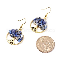 Серьги с подвесками из натуральных драгоценных камней дерево жизни EJEW-JE04934