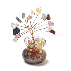 Decorazioni albero della vita in graniglia di pietra mista naturale&nbsp;DJEW-Z007-02Q