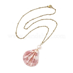 Collier avec pendentif en coquille Saint-Jacques naturelle&nbsp;NJEW-JN06547