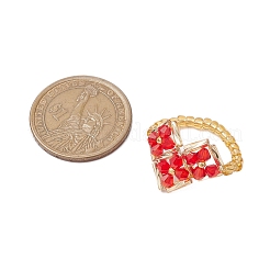 Anelli elastici con perline di vetro a forma di cuore per le donne&nbsp;RJEW-MZ00028-01