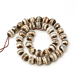 Perline dzi con motivo a strisce in stile tibetano&nbsp;TDZI-G002-10mm-10