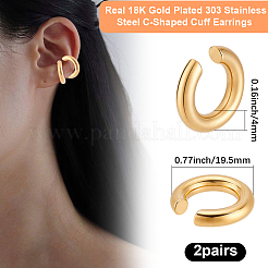 2 par de pendientes tipo brazalete de acero inoxidable 303&nbsp;EJEW-BBC0002-25G