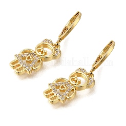 Серьги-кольца с покрытием из латуни с микропаве из прозрачного кубического циркония EJEW-F142-01G