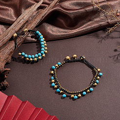 Boho-Stil: Synthetische Türkis- und Messing-Quasten&nbsp;SJEW-PH0001-30