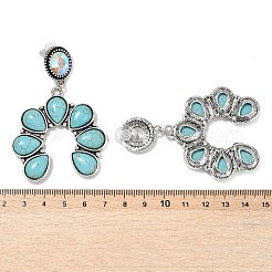 Серьги-гвоздики из сплава синтетической бирюзы&nbsp;LS-EJEW-U053-09B-AS