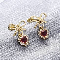 Серьги-гвоздики с цирконом из латуни EJEW-F362-06G