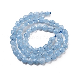天然染色クォーツ模造アクアマリンビーズ連売り  多面カット  フラットラウンド  6~7.5x4~5.5mm  穴：0.8~1mm  約56~70個/連  15.31~16.10インチ（38.9~40.9cm）&nbsp;G-C179-A01-02