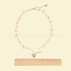 Колье из сплава с подвеской в форме сердца NJEW-FZ00004-14