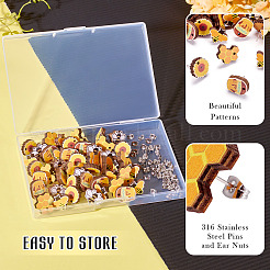 Деревянные серьги-гвоздики на тему пчелы&nbsp;WOOD-TA0002-64