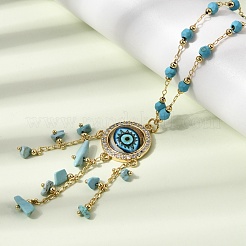 Boho-Halsketten mit Anhänger aus Messingharz&nbsp;NJEW-L014-03G