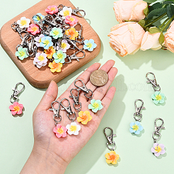 30 шт. 6-х цветные подвесные украшения из смоляных цветов&nbsp;HJEW-YW00140