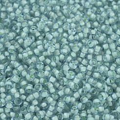 MIYUKIラウンドロカイユビーズ  日本製シードビーズ  11/0  （rr1927)セミフロストミントライニングアクア  2x1.3mm  穴：0.8mm  約50000個/ポンド&nbsp;SEED-G007-RR1927