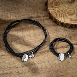 2 collana girocollo in corda a strati in pelle PU rettangolare in lega da 2 stili per donna&nbsp;NJEW-CL0001-34B