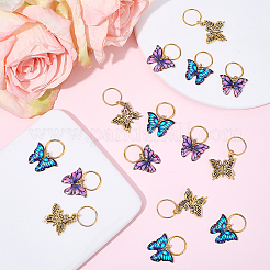 15 pieza de 3 estilos de pinzas decorativas para el cabello trenzado de aleación con estampado de mariposas&nbsp;OHAR-BM0001-04