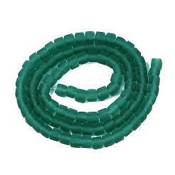 透明なすりガラスビーズ連売り  キューブ  多面カット  シーグリーン  4~4.5x4~4.5x4~4.5mm  穴：1~1.2mm  約97~98個/連  16.14~16.54インチ（41~42cm）&nbsp;GLAA-N072-01A-A09