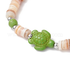 Черепаховый синтетический бирюзовый с натуральными бусинами из пресноводных ракушек BJEW-JB11746