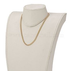 真鍮製カーブチェーンネックレス  エナメルと304ステンレススチールのトグル留め具付き  18KGP本金メッキ  ホワイト  17.91~18.11インチ（45.5~46cm）&nbsp;NJEW-JN03097-02
