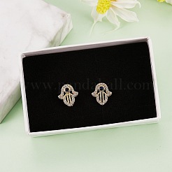 Серьги-гвоздики с кубическим цирконием и хамсой&nbsp;EJEW-SZ0001-77