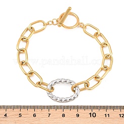 Двухцветные браслеты-цепочки из нержавеющей стали 304&nbsp;BJEW-T023-03GP