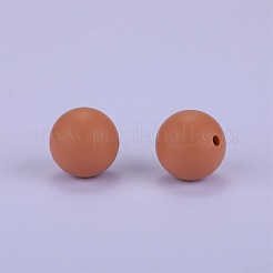 丸いシリコン焦点ビーズ  ライトサーモン  15mm  穴：2mm&nbsp;SI-JX0046A-75