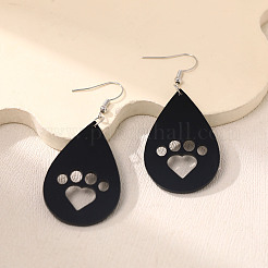 女性用アクリルダングルイヤリング  プラチナ  ティアドロップ  68x30mm&nbsp;WG89D61-02