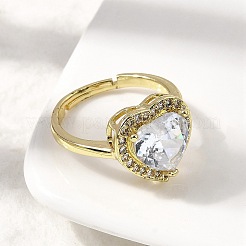 Регулируемые кольца для женщин с микропаве из латуни и кубическими цирконами&nbsp;RJEW-L130-003G