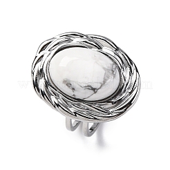 Овальные перстни из натурального говлита RJEW-M063-01P-10